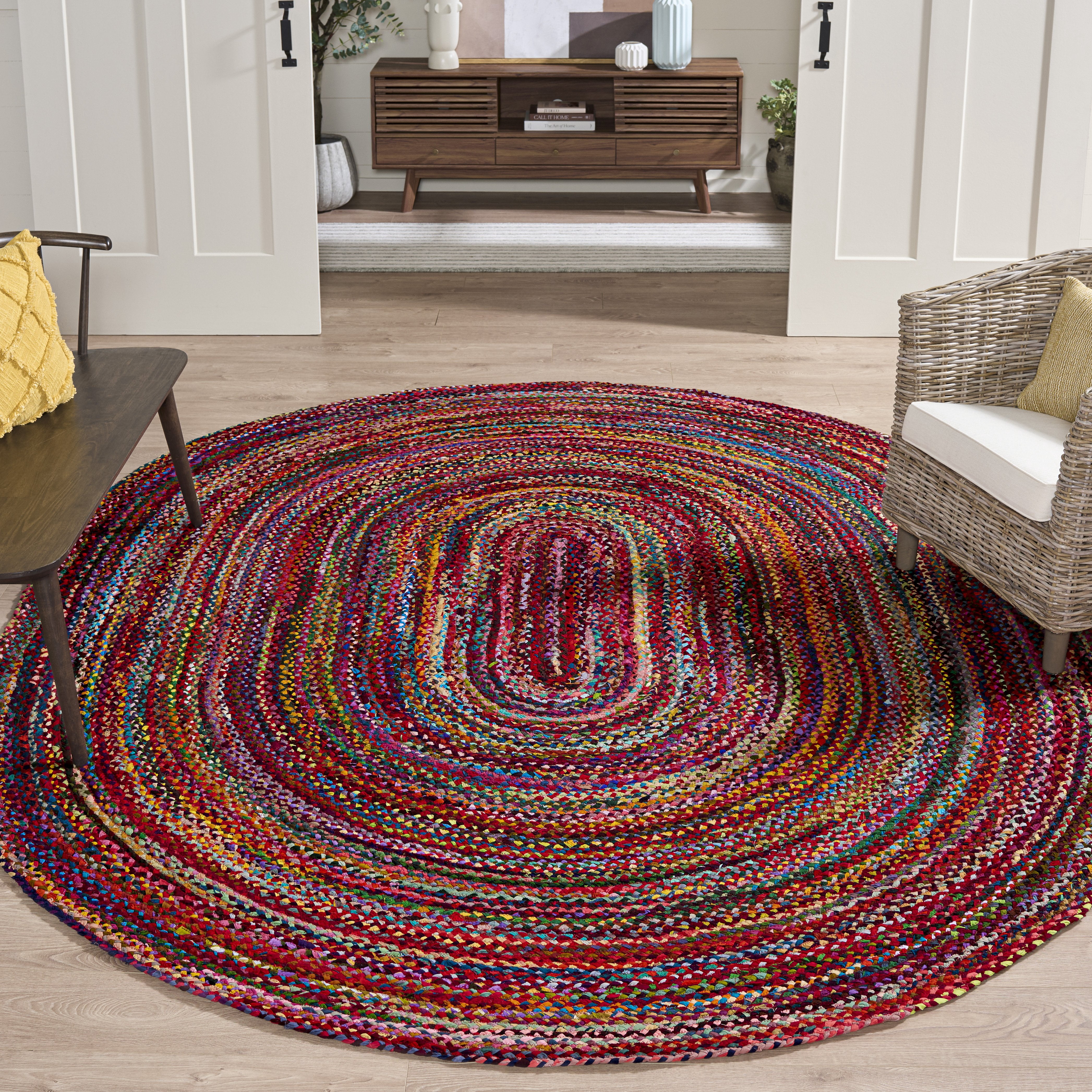 Safavieh Braided Calvin Transitional Cotton Reversible Area Rug, Rust/Multi, 6' x 8' Oval