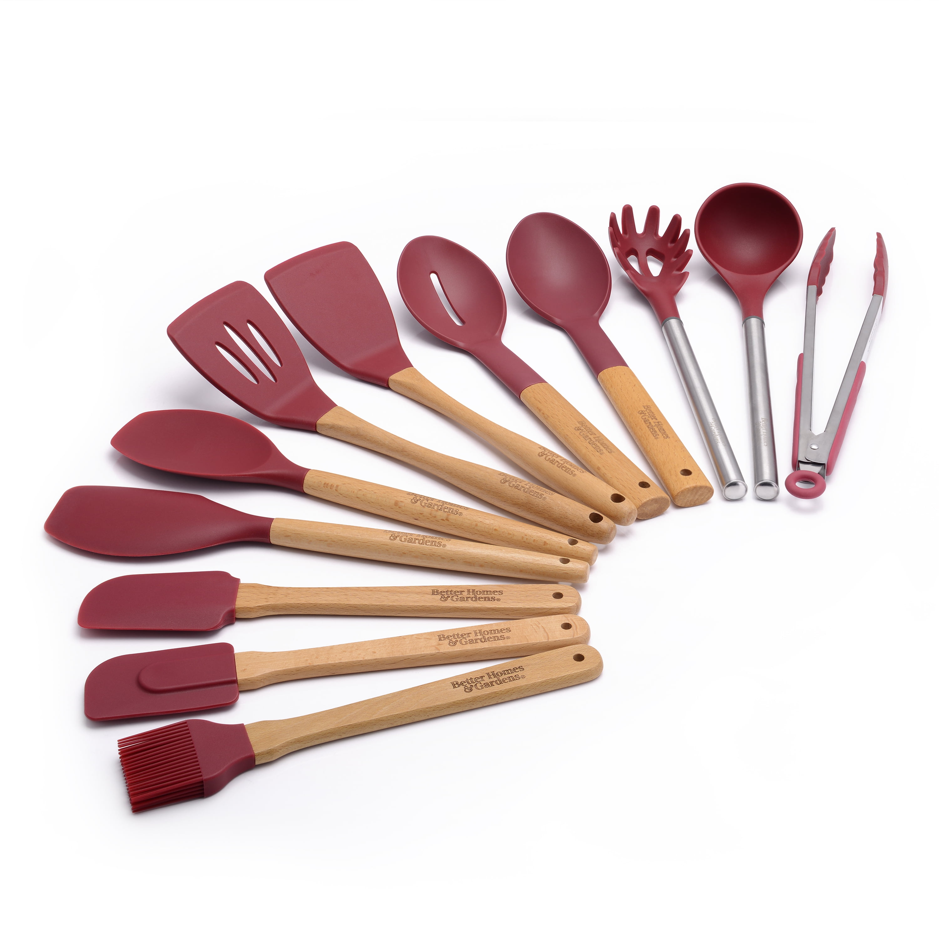 Better Homes & Gardens 12 Piece Silicone Utensil Set Merlot