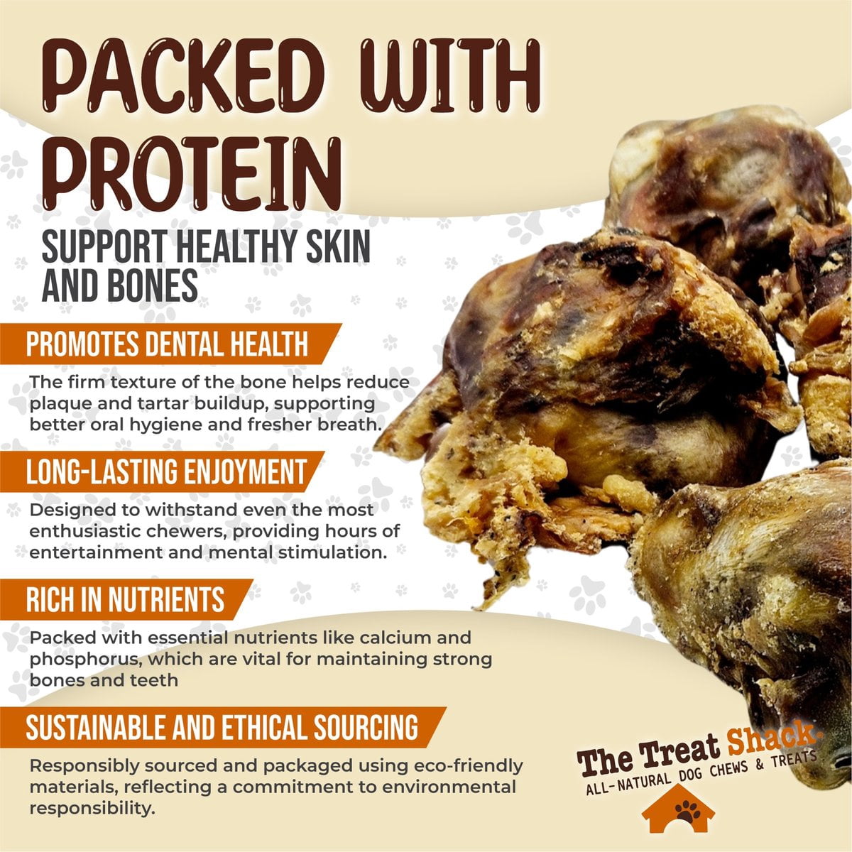 The Treat Shack Meaty Beef Knee Cap Bone Natural Dog Chew Treats, 10CT
