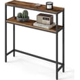 thumbnail image 2 of Console Table, 2-Tier Narrow Sofa Table with 2 Shelves, 7.9 x 31.5 x 31.5 Inches, for Living Room, Hallway, Entryway, Rustic Brown and Ink Black ULNT130K01V1, 2 of 7