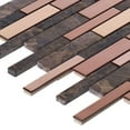 thumbnail image 5 of Sample - Rose Gold Satin Copper Stainless Steel Emperador Stone Mosaic Tile Backsplash, 5 of 6