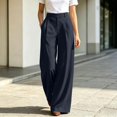 thumbnail image 5 of Womens Dress Work Pants High Waisted Trousers Wide Leg Pull on Stretchy Slacks with Pockets Casual Daily Wear Comfortable Fit by Yigetop Navy XXL, 5 of 6