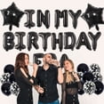 thumbnail image 4 of 43PCS In My Birthday Era Black Theme Birthday Decorations, Black Foil Balloon Birthday Party with Star and Letter Foil Balloon Birthday Shoulder Strap for Baby Shower Wedding Shower Party Supplies, 4 of 7