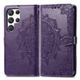 thumbnail image 6 of Allytech for Samsung Galaxy S24 Ultra Wallet Case, Luxury PU Leather with Embossed Pattern, Magnetic Clasp Kickstand Card Cash Slots Shockproof Slim Flip Case with Hand Strap for Women Men - Purple, 6 of 6