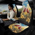 thumbnail image 2 of Xixirimido Car Seat Covers Front Seats Leather Universal Fit for Cars, Vans, Trucks, SUV, Set of 5 Car Seat Protector with Seatbelt Covers & Center Console Cover, Cardinal Birds Yellow Lily, 2 of 8
