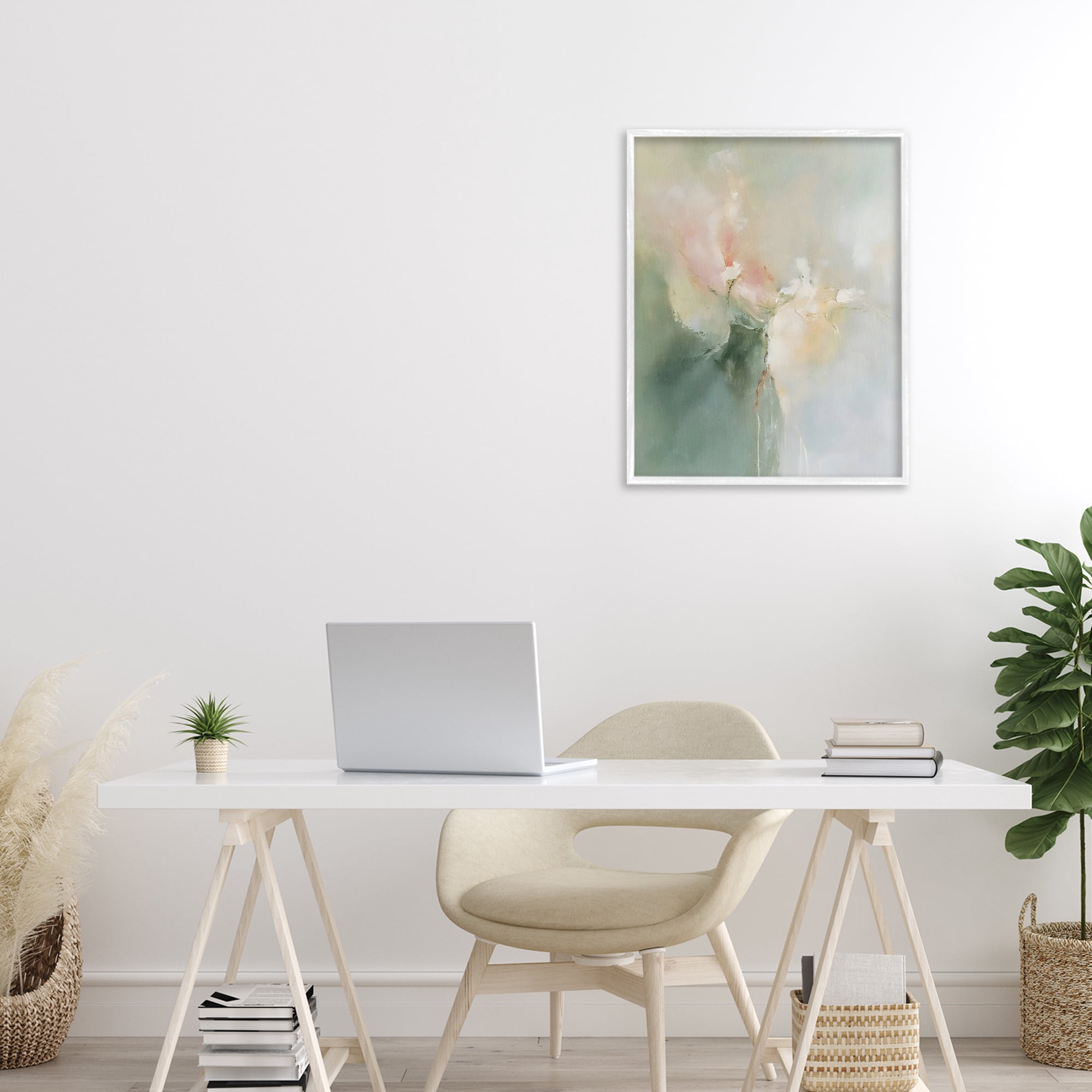 Stupell Industries Ethereal Brushwork Abstraction White Framed Giclee Art, design by Riley B