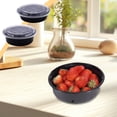 thumbnail image 1 of Fiambrera redonda de plástico con tapa | Apto para microondas y congelador de grado alimenticio | Contenedor de preparación de comidas desechable negro a prueba de fugas | Reutilizable, 1 of 8