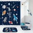 thumbnail image 6 of 4 Pcs Bathroom Shower Curtain Set,Kid's Bathroom Set,Baby Octopus Shower Curtain Sets with Rugs(Bath Mat,U Shape and Toilet Lid Cover Mat) and 12 Hooks, 6 of 7