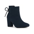 thumbnail image 1 of Unique Bargains Women's Round Toe Chunky Heels Ankle Booties Navy Blue (Size 7), 1 of 8