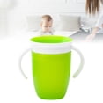 thumbnail image 4 of Taza de silicona para beber de bebé, mango pequeño, protección de 360°, práctico biberón de entrenamiento de agua para niños pequeños, color verde, 4 of 11