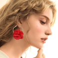 thumbnail image 3 of Bohemian lightweight large fabric flower earrings handmade charming petal earrings, 3 of 5