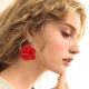 thumbnail image 3 of Bohemian lightweight large fabric flower earrings handmade charming petal earrings, 3 of 5