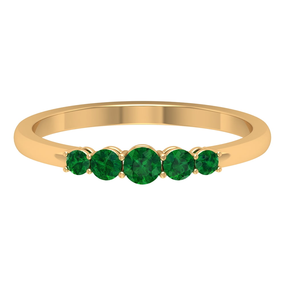 4Ct Emerald Cut Green Emerald 14K Yellow Gold Finish Women's Promise Pretty Ring