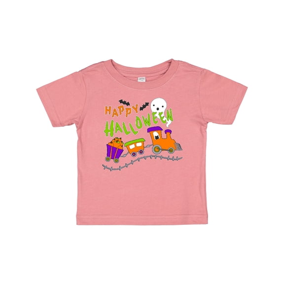 Inktastic Happy Halloween- train with pumpkins, bats, cat,and ghost Boys or Girls Baby T-Shirt
