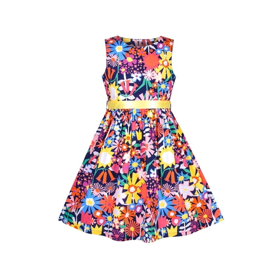 Girls Dress Casual Cotton Flower Sleeveless Summer Party 2-3 Years