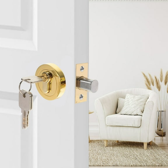 LEORX 1 Set Anti-collision Single Cylinder Deadbolt Golden Zinc Alloy for Bedroom and Bathroom Doors