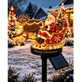 thumbnail image 5 of Solar Powered Santa & Golden Reindeer Sleigh Garden Stake Light, LED Illuminated Christmas Ornament for Lawn Backyard Porch Festive Night Display, 5 of 7