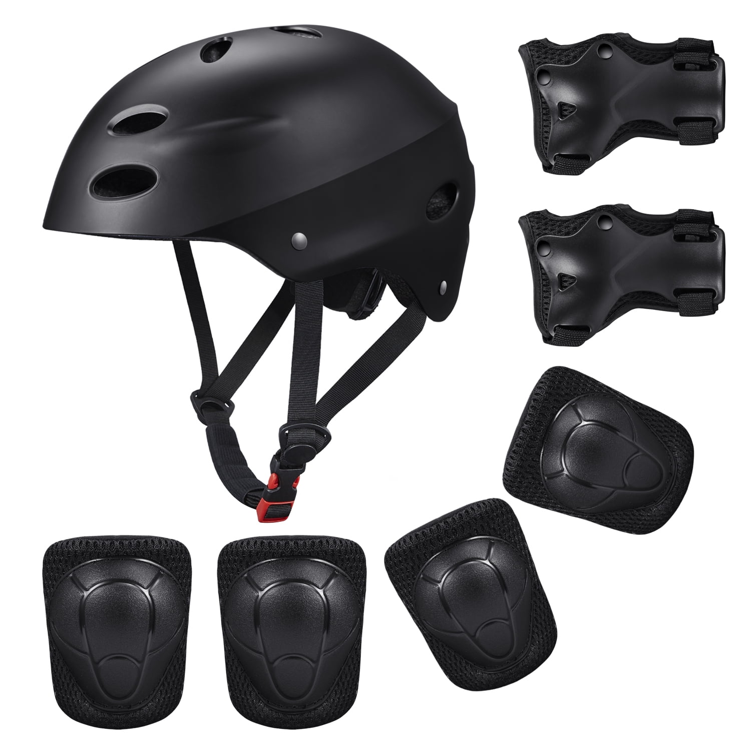 Riderz Kids Bike Bicycle Safety Helmet And Knee Elbow Pad Set Black 48-52cm 