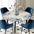 thumbnail image 5 of Elastic Fitted Round Tablecloth, Starfish Coastal Waterproof Stretch Table Cover for 55"-60" Tables, Blue Eucalyptus Leaf Ocean Conch Vintage Washable Outdoor Tablecloths for Patio, Picnic, Camping, 5 of 9