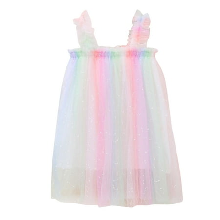 

Spring Dresses for Girls Girls Princess Birthday Dresses Beach Sleeveless Baby Toddler Tulle 16Y Tutu Party Casual Kids Dress Rainbow Dresses Layered Beach Dyed Tie Summer Girls Dresses