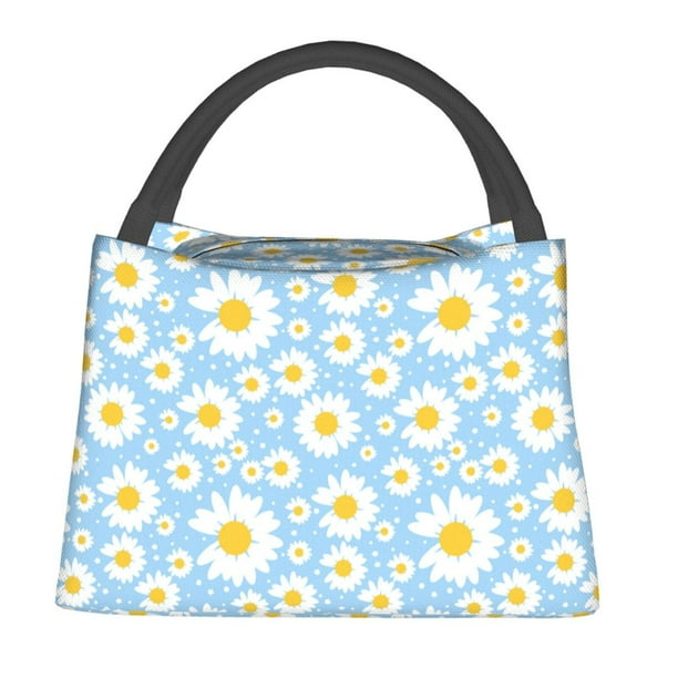 Fotbe Daisies Flowers Bolsa Térmica Portátil con Estampado, Bolsa de Entrega de Alimentos Aislada, Bolsa Reutilizable de Gran Capacidad para Comidas y Supermercado