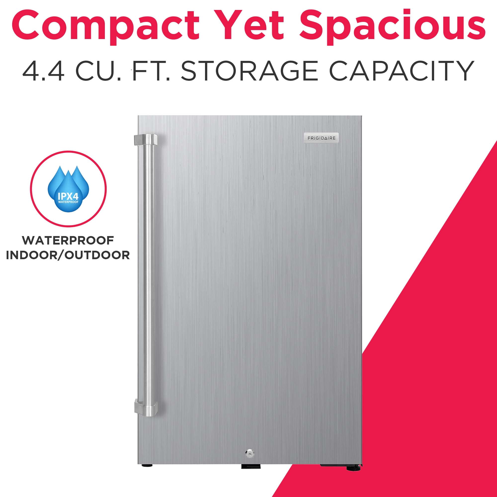 Frigidaire 4.4 cu. ft. Waterproof Outdoor/Indoor Compact Refrigerator, Stainless Steel