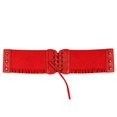 thumbnail image 3 of Women Adjustable Lace-up Corset Waspie Belt Wide Faux Leather Elastic Stretch Waist Cincher Vintage Retro Punk Belt for Daily Dresses Renaissance Party Outfits Red One Size, 3 of 4