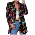 thumbnail image 2 of Blazer Décontracté pour Femmes Col en V Loisirs Jacket Blouse Boutonnée Mi-Longue Cardigan Ajusté Imprimé Mode, 2 of 7