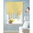 thumbnail image 2 of Yellow Plaid Tie Up Curtains for Window, Thermal Insulated Balloon Shade Adjustable Rod Pocket Curtains Valance Panels for Kitchen Bathroom Cafe 42 x 45 Vintage Geometric Checkered Beige, 2 of 6