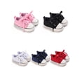 thumbnail image 2 of Jkerther Unisex Baby Sneakers, Anti-Slip Newborn Soft Flat Sole Prewalker Shoes with Shoelace for Toddlers, 2 of 7