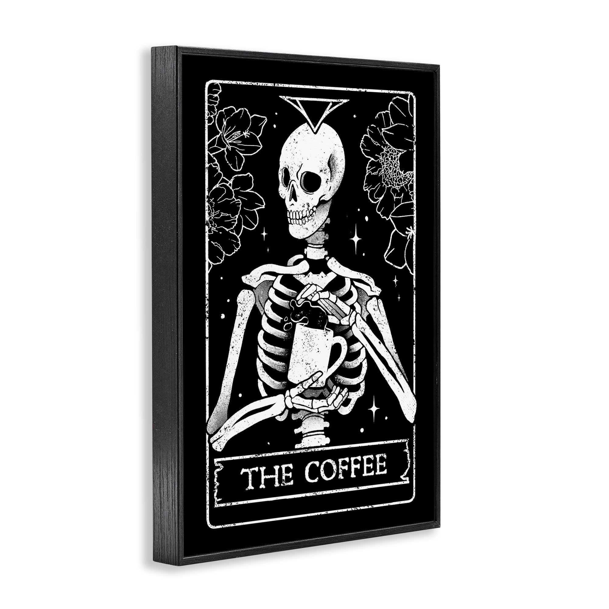 Stupell Industries The Coffee Skeleton Tarot Black Framed Giclee Art, design by EduEly Designs
