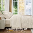 thumbnail image 4 of Sasttie Queen Size Comforter Set, 7-Piece Bed in a Bag, Pintuck Bedding Sets for All Season, Beige, 4 of 8