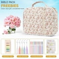 thumbnail image 5 of Bible Cover Case for Women with Handle, Quilted Church Bag with Zippered Pocket and Bible Study Supplies Kit, Floral Design for Organized Scripture Carry, 5 of 10