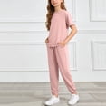 thumbnail image 6 of Girls Sweatsuit Set Girls 2 Piece Outfits Cap Sleeve Tops Long Wide Leg Pants Set Sweatsuits 6-14 Years, 6 of 6
