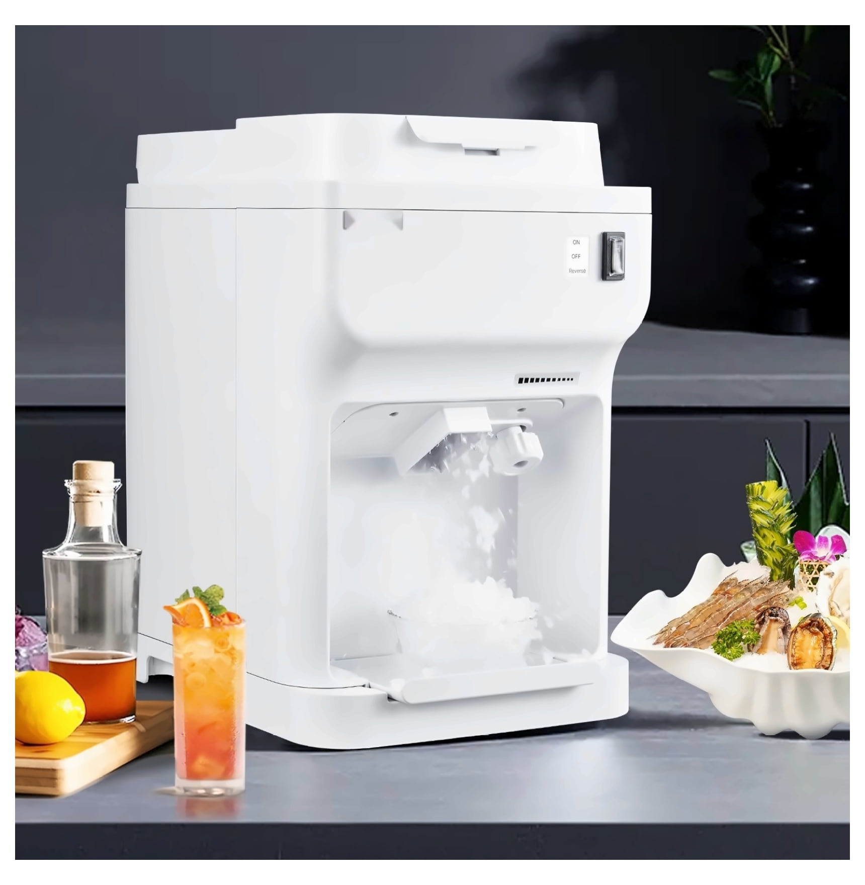Commercial Snow Cone Maker - 220LBS/H Electric Ice Shaver Crusher - Adjustable Fineness - Large 4L Capacity - White