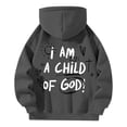 thumbnail image 4 of Arlun I Am a Child of God Hoodies for Women Oversized Preppy Letter Print Drop Shoulder Long Sleeve Sweatshirt Fall Winter Warmth Comfy Lined Hooded Pullover Tops 2026 1-Dark Gray XXL, 4 of 5