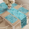 thumbnail image 2 of Ambesonne Aqua Table Runner & Placemats, Mandala Round, Placemat 4 pcs + Runner 16"x72", Turquoise Teal White, 2 of 2