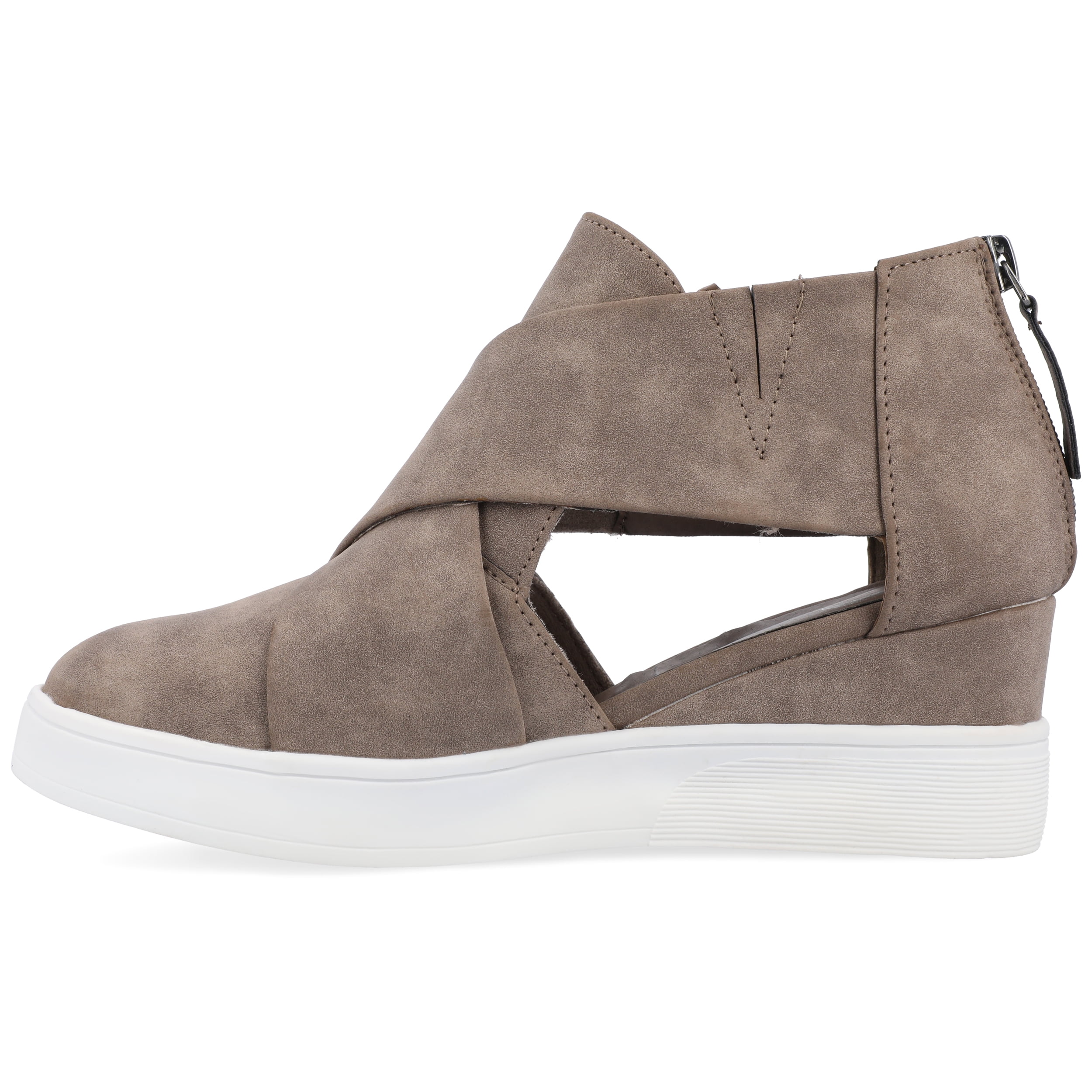 Journee Womens Seena Round Toe Back Heel Zip Wedge Sneakers
