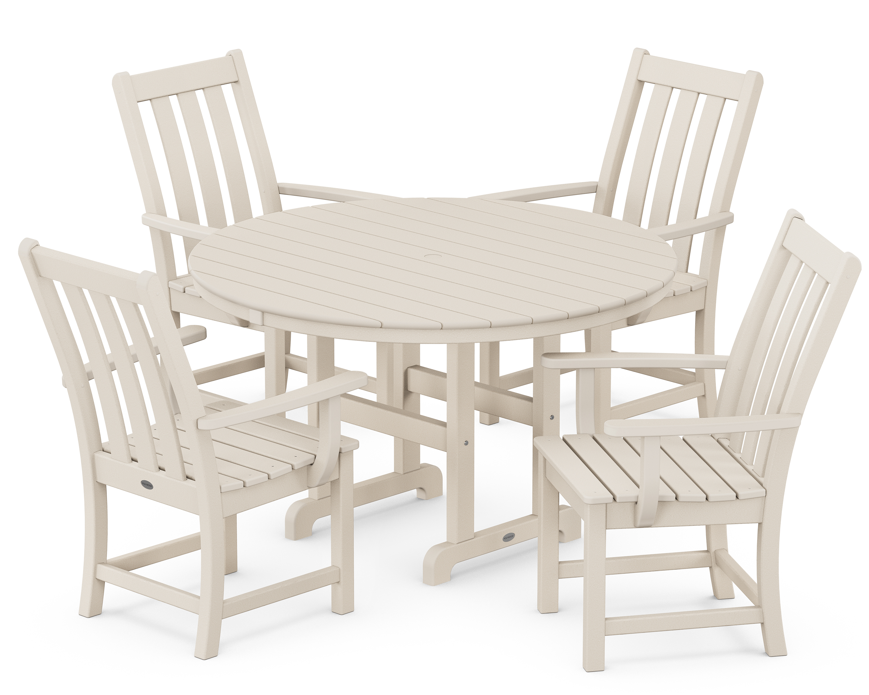 POLYWOOD Vineyard 5-Piece Round Arm Chair Dining Set in Sand - image 1 of 1