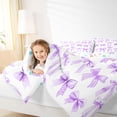 thumbnail image 3 of Manfei Purple Polka Dot Bow Print Twin Comforter Sets for Girls, Cute Ribbon Bows Bedding Set, Colorful Stars Reversible, 2-Piece, 3 of 6