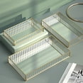 thumbnail image 4 of PENGXIANG Plateau de Rangement en Verre Rayé Commode Boîte de Rangement Cosmétique Finition de Bureau Cadre en Métal Plateau Miroir, 4 of 16