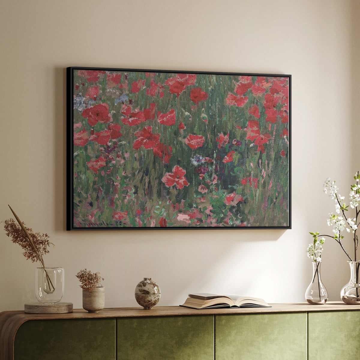 Vintage Botanical Print-XCIX By Wexford Home Framed in Black Wood Gallery Wrapped Canvas 17 in. x 25 in.