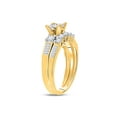 thumbnail image 4 of 10kt Yellow Gold Princess Diamond Cluster Bridal Wedding Ring Band Set 7/8 Cttw, 4 of 4
