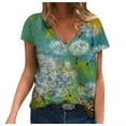 thumbnail image 1 of Pompotops T-Shirt à Manches Courtes Imprimé Col en V pour Femmes Grande Taille, 1 of 4