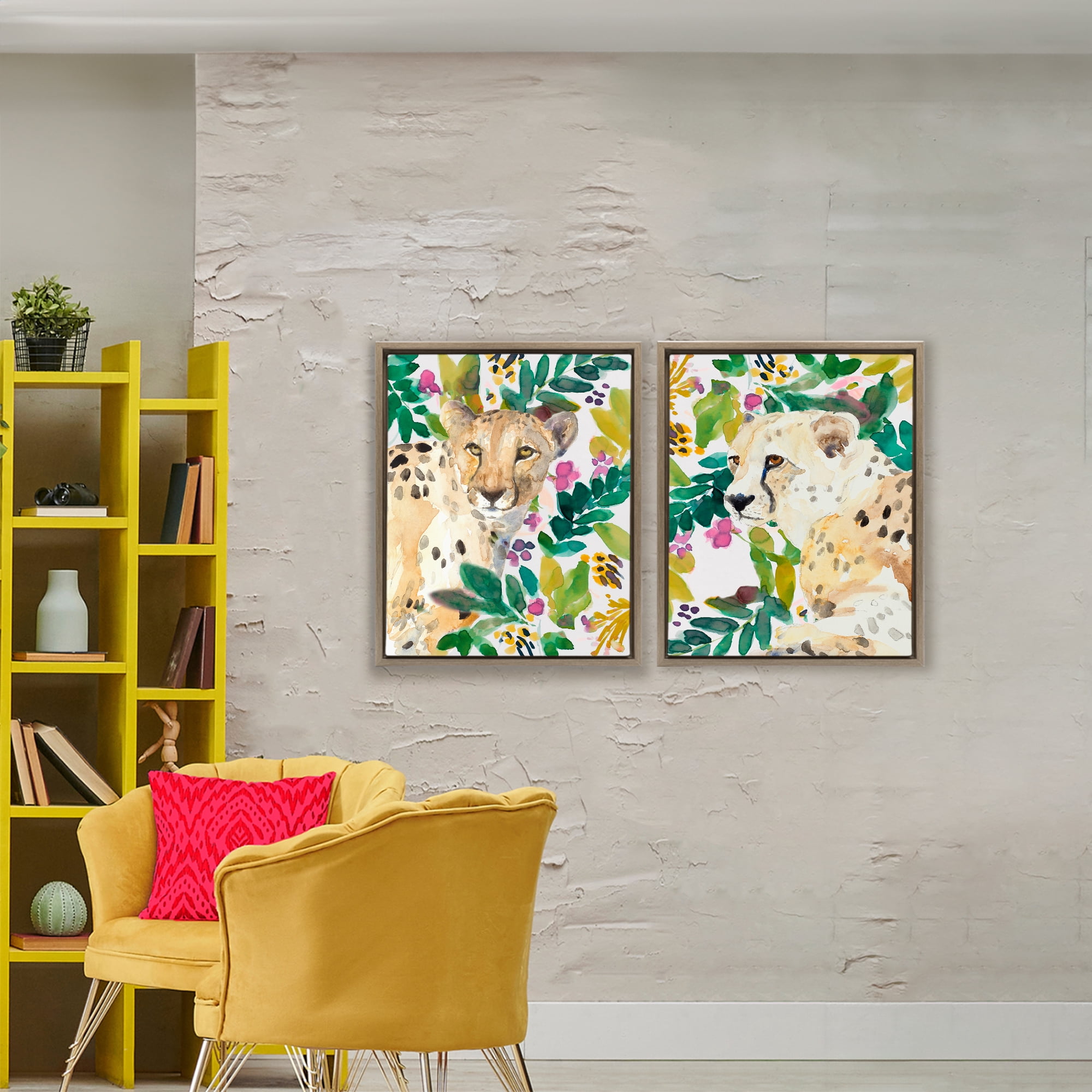 Stupell Industries Botanical Garden Wildlife 2 Piece Brown Framed Floater Canvas Set, design by Lanie Loreth