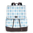thumbnail image 1 of Disketp Blue and White Squares Mochila de Cuero para Mujer, Bolso de Espalda Antirrobo con Estilo para Viaje, Trabajo y Uso Diario, 1 of 4