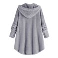 thumbnail image 2 of Womens Winter Jacket Plus Size Button Plush Tops Hooded Loose Cardigan Wool Coat Jacket Pink XXXXXL, 2 of 6