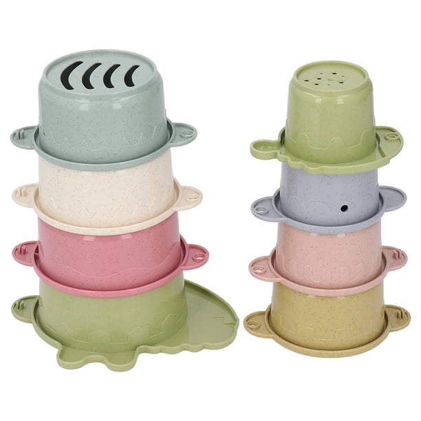 8 Uds tazas apilables Color aprendizaje lindo patrón Animal divertido fondo hueco juguetes educativos juguetes para Baby Shower regalo