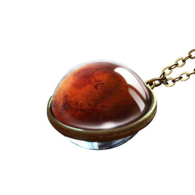 Double-sided Glass Ball Pendant Necklace Alloy Double-sided Glass Glass Crystal Rhinestone Neck Decoration, Type 3
