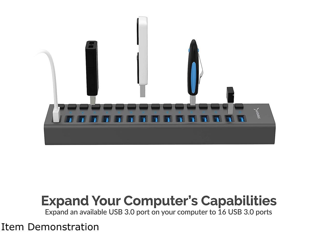 Sabrent 16-Port USB 3.0 Hub and Charger, Gray